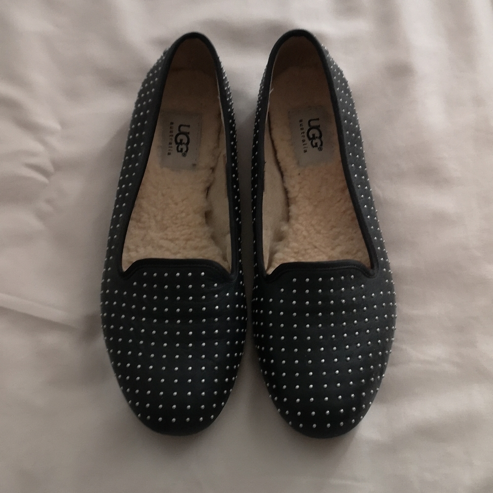 Ugg studded leather flats, sheepskin insole